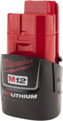 Milwaukee Tool - 12 Volt Lithium-Ion Power Tool Battery - 1.5 Ahr Capacity, 1 hr Charge Time, Series M12 RED - Exact Industrial Supply