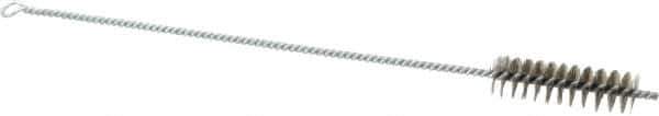 Schaefer Brush - 3" Long x 7/8" Diam Stainless Steel Long Handle Wire Tube Brush - Single Spiral, 15" OAL, 0.007" Wire Diam, 3/8" Shank Diam - Exact Industrial Supply