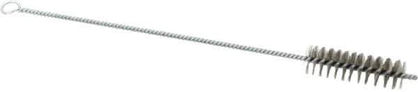 Schaefer Brush - 3" Long x 1" Diam Stainless Steel Long Handle Wire Tube Brush - Single Spiral, 15" OAL, 0.007" Wire Diam, 3/8" Shank Diam - Exact Industrial Supply