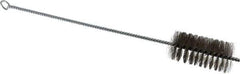 Schaefer Brush - 3" Long x 1-1/2" Diam Stainless Steel Long Handle Wire Tube Brush - Single Spiral, 15" OAL, 0.007" Wire Diam, 3/8" Shank Diam - Exact Industrial Supply