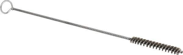 Schaefer Brush - 3" Long x 3/8" Diam Stainless Steel Long Handle Wire Tube Brush - Single Spiral, 27" OAL, 0.005" Wire Diam, 0.145" Shank Diam - Exact Industrial Supply