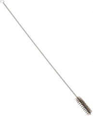 Schaefer Brush - 3" Long x 7/8" Diam Stainless Steel Long Handle Wire Tube Brush - Single Spiral, 27" OAL, 0.007" Wire Diam, 3/8" Shank Diam - Exact Industrial Supply