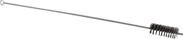 Schaefer Brush - 3" Long x 1-1/4" Diam Stainless Steel Long Handle Wire Tube Brush - Single Spiral, 27" OAL, 0.007" Wire Diam, 3/8" Shank Diam - Exact Industrial Supply
