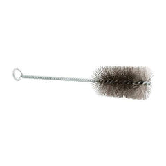 Schaefer Brush - 3" Long x 1-1/2" Diam Stainless Steel Long Handle Wire Tube Brush - Single Spiral, 27" OAL, 0.009" Wire Diam, 3/8" Shank Diam - Exact Industrial Supply