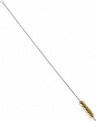 Schaefer Brush - 3" Long x 3/4" Diam Brass Long Handle Wire Tube Brush - Single Spiral, 27" OAL, 0.006" Wire Diam, 3/8" Shank Diam - Exact Industrial Supply