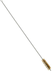 Schaefer Brush - 3" Long x 7/8" Diam Brass Long Handle Wire Tube Brush - Single Spiral, 27" OAL, 0.006" Wire Diam, 3/8" Shank Diam - Exact Industrial Supply