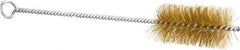 Schaefer Brush - 3" Long x 1-1/2" Diam Brass Long Handle Wire Tube Brush - Single Spiral, 27" OAL, 0.008" Wire Diam, 3/8" Shank Diam - Exact Industrial Supply