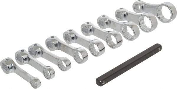 Proto - 9 Piece 3/8" Drive Torque Adapter Set - 3/8 to 7/8", with Clip Rail - Exact Industrial Supply