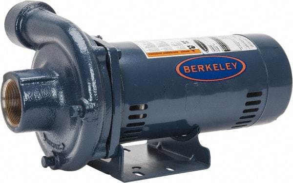Berkeley - TEFC Motor, 208-230/460 Volt, 3 Phase, 2-1/2 HP, Cast Iron Straight Pump - 2 Inch Inlet, 1-1/2 Inch Outlet, 142 Max Head psi, Brass Impeller - Exact Industrial Supply