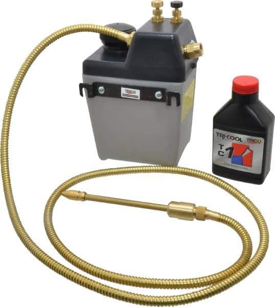 Trico - 1 Outlet, 0.25 Gal Tank Capacity, High Density Polyethylene Tank Mist Coolant System - 5' Coolant Line Length, 6" Hose Length - Exact Industrial Supply
