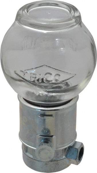 Trico - 1 Outlet, Glass Bowl, 8 Ounce Constant-Level Oil Reservoir - 1/4 NPT Outlet, 3-3/16" Diam x 6-11/16" High - Exact Industrial Supply