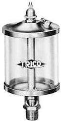 Trico - 1 Outlet, Glass Bowl, 10 Ounce Manual-Adjustable Oil Reservoir - 1/4 NPT Outlet, 3-1/8" Diam x 6-13/16" High - Exact Industrial Supply