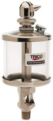 Trico - 1 Outlet, Glass Bowl, 2.5 Ounce Manual-Adjustable Oil Reservoir - 1/8 NPT Outlet, 2-1/8" Diam x 5-7/16" High - Exact Industrial Supply