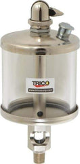 Trico - 1 Outlet, Glass Bowl, 5 Ounce Manual-Adjustable Oil Reservoir - 1/8 NPT Outlet, 2-5/8" Diam x 6-1/16" High - Exact Industrial Supply