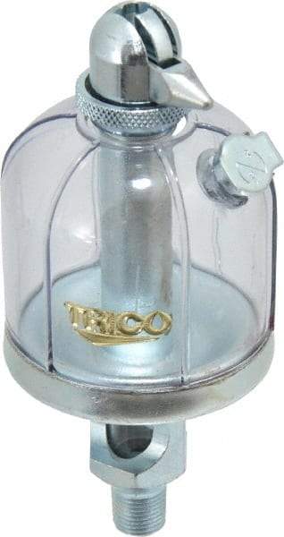 Trico - 1 Outlet, Acrylic Bowl, 2 Ounce Manual-Adjustable Oil Reservoir - 1/8 NPT Outlet, 1-15/16" Diam x 4-1/2" High - Exact Industrial Supply