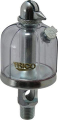 Trico - 1 Outlet, Acrylic Bowl, 2 Ounce Manual-Adjustable Oil Reservoir - 1/4 NPT Outlet, 1-15/16" Diam x 4-1/2" High - Exact Industrial Supply