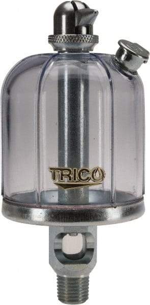 Trico - 1 Outlet, Acrylic Bowl, 4 Ounce Manual-Adjustable Oil Reservoir - 1/4 NPT Outlet, 2-5/16" Diam x 5-5/16" High - Exact Industrial Supply