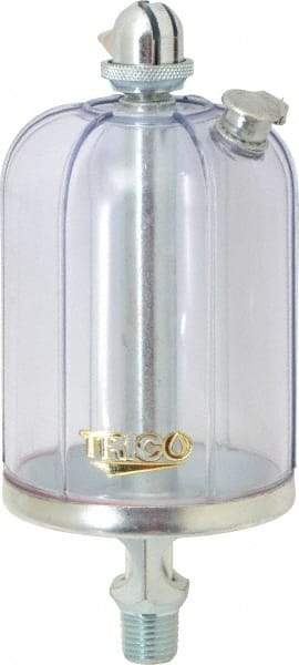 Trico - 1 Outlet, Acrylic Bowl, 8 Ounce Manual-Adjustable Oil Reservoir - 1/4 NPT Outlet, 2-5/8" Diam x 6-3/8" High - Exact Industrial Supply