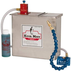 Kool Mist - 1 Outlet, 3 Gal Tank Capacity, Stainless Steel Tank Mist Coolant System - 4' Coolant Line Length, 18" Hose Length, 5/16" Nozzle Diam - Exact Industrial Supply