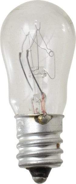 Philips - 6 Watt, 120 & 130 Volt, Incandescent Miniature & Specialty S6 Lamp - Candelabra Screw Base, 1 to 19 Equivalent Range, Warm (1,000 to 3,000), Dimmable, 1-7/8" OAL - Exact Industrial Supply