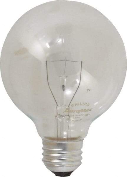 Philips - 25 Watt Incandescent Decorative Medium Screw Lamp - 2,700°K Color Temp, 235 Lumens, 120 Volts, Dimmable, G25, 2,000 hr Avg Life - Exact Industrial Supply