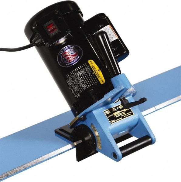 Heck Industries - 15 to 45° Bevel Angle, 7/8 Inch Bevel Capacity, 1 hp, Electric Beveler - 110 Volts, 1/8 Inch Min Workpiece Thickness - Exact Industrial Supply