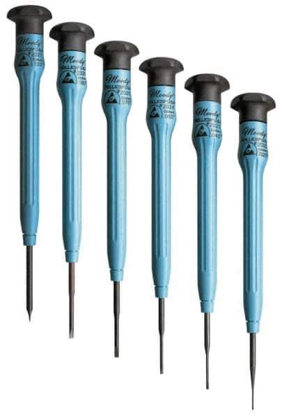 Moody Tools - 6 Piece Slotted Screwdriver Set - Round Shank, Multi Handle - Exact Industrial Supply