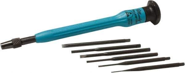 Moody Tools - 7 Piece Slotted Screwdriver Set - Round Shank, Single Handle, Blade Sizes: Width 0.025, 0.04, 0.055, 0.07, 0.08 & 0.1 - Exact Industrial Supply