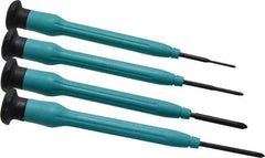 Moody Tools - 4 Piece JIS & Phillips Screwdriver Set - Round Shank, Multi Handle, Bit Sizes: Philips JIS: #000 to #00, Phillips: #0 to #1 - Exact Industrial Supply