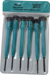 Moody Tools - 6 Piece Torx Screwdriver Set - Round Shank, Multi Handle, Bit Sizes: Torx T3, T4, T5, T6, IP8 & IP10 - Exact Industrial Supply