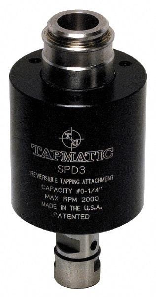 Tapmatic - Model SPD-3, No. 0 Min Tap Capacity, 1/4 Inch Max Mild Steel Tap Capacity, 3/8-24 Mount Tapping Head - 21600 (J116), 21700 (J117) Compatible, Includes Tap Clamping Wrenches, for CNC and Manual Machines - Exact Industrial Supply