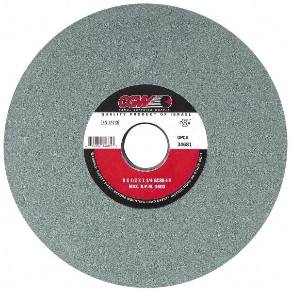 Camel Grinding Wheels - 7" Diam x 1-1/4" Hole x 1" Thick, I Hardness, 100 Grit Surface Grinding Wheel - Silicon Carbide, Type 5, Fine Grade, 3,760 Max RPM, Vitrified Bond, One-Side Recess - Exact Industrial Supply
