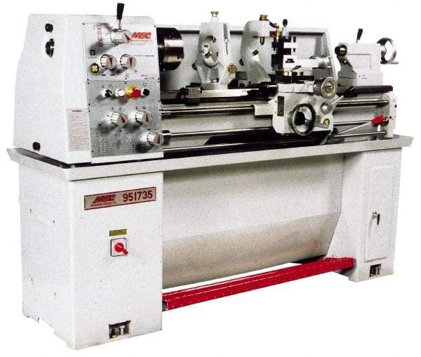 Vectrax - 13" Swing, 40" Between Centers, 220 Volt, Single Phase Engine Lathe - 3MT Taper, 3 hp, 105 to 2,000 RPM, 1-3/8" Bore Diam, 762mm Deep x 1,473 & 1,623mm (CE) High x 1,930.4mm Long - Exact Industrial Supply