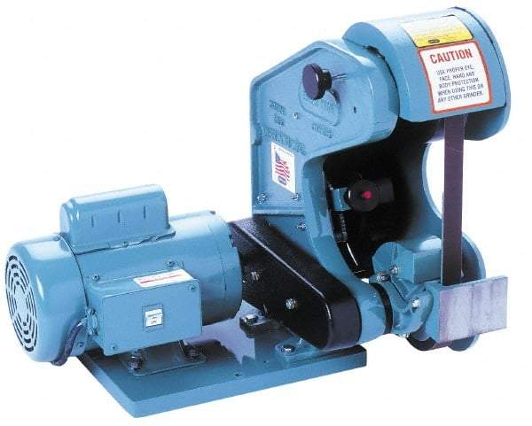 Burr King - 42 Inch Long x 1 Inch Wide Belt Grinder - 3/4 hp, 120 Volts, Vertical Belt, 530 to 5,300 Ft. per Min Belt Speed - Exact Industrial Supply