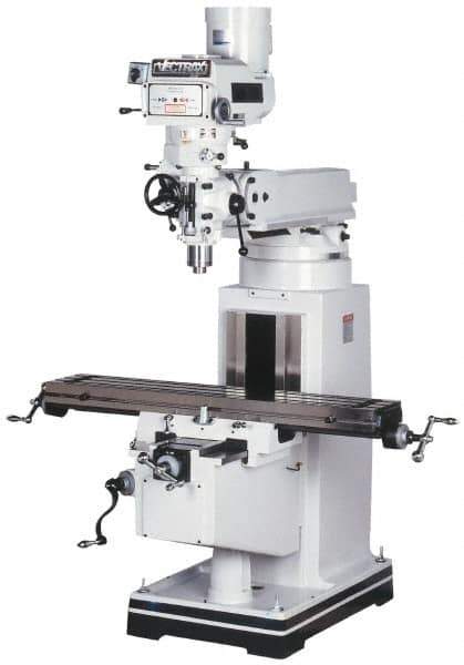 Vectrax - 10" Table Width x 54" Table Length, Variable Speed Pulley Control, 3 Phase Knee Milling Machine - R8 Spindle Taper, 5 hp - Exact Industrial Supply