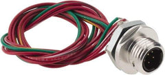 Brad Harrison - 4 Amp, 1/2-20 UNF Male Straight Receptacle - 250 VAC/VDC, 0.31m Cable Length, IP67 Ingress Rating - Exact Industrial Supply