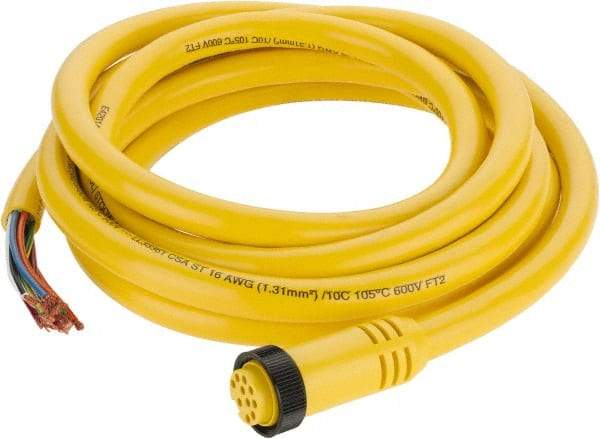 Brad Harrison - 7 Amp, Female Straight to Pigtail Cordset Sensor and Receptacle - 600 Volt, 3.66m Cable Length, IP67 Ingress Rating - Exact Industrial Supply