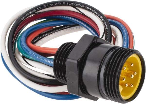 Brad Harrison - 8 Amp, Male Straight Receptacle - 600 VAC/VDC, 0.31m Cable Length, IP67 Ingress Rating - Exact Industrial Supply