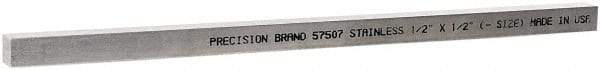 Value Collection - 12" Long x 1/2" High x 1/2" Wide, Plain Key Stock - Stainless Steel - Exact Industrial Supply