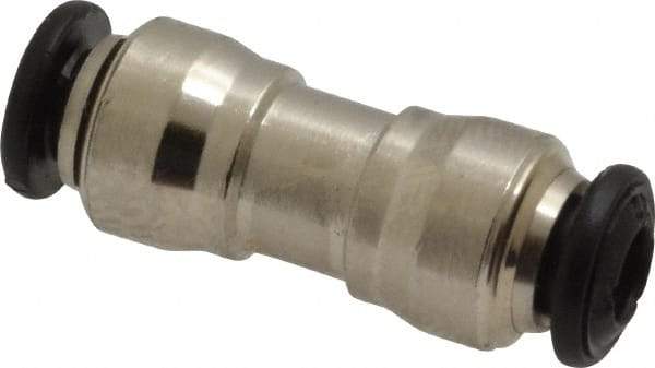 Alpha Technologies - 4mm Outside Diam, Nickel Plated Brass Push-to-Connect Tube Union - 250 Max psi, Tube to Tube Connection, Buna O-Ring - Exact Industrial Supply