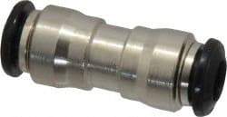 Alpha Technologies - 6mm Outside Diam, Nickel Plated Brass Push-to-Connect Tube Union - 250 Max psi, Tube to Tube Connection, Buna O-Ring - Exact Industrial Supply