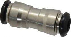 Alpha Technologies - 6mm Outside Diam, Nickel Plated Brass Push-to-Connect Tube Union - 250 Max psi, Tube to Tube Connection, Buna O-Ring - Exact Industrial Supply