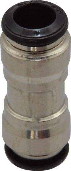 Alpha Technologies - 8mm Outside Diam, Nickel Plated Brass Push-to-Connect Tube Union - 250 Max psi, Tube to Tube Connection, Buna O-Ring - Exact Industrial Supply