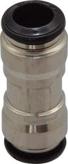 Alpha Technologies - 8mm Outside Diam, Nickel Plated Brass Push-to-Connect Tube Union - 250 Max psi, Tube to Tube Connection, Buna O-Ring - Exact Industrial Supply