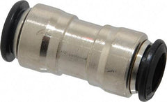 Alpha Technologies - 10mm Outside Diam, Nickel Plated Brass Push-to-Connect Tube Union - 250 Max psi, Tube to Tube Connection, Buna O-Ring - Exact Industrial Supply