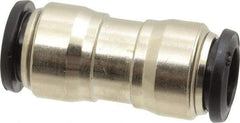 Alpha Technologies - 12mm Outside Diam, Nickel Plated Brass Push-to-Connect Tube Union - 250 Max psi, Tube to Tube Connection, Buna O-Ring - Exact Industrial Supply