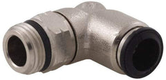 Alpha Technologies - 6mm Outside Diam, 1/8 Universal, Nickel Plated Brass Push-to-Connect Tube Male Swivel Elbow - 250 Max psi, Tube to Universal Thread Connection, Buna O-Ring - Exact Industrial Supply