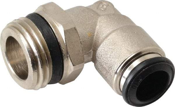 Alpha Technologies - 10mm Outside Diam, 1/2 Universal, Nickel Plated Brass Push-to-Connect Tube Male Swivel Elbow - 250 Max psi, Tube to Universal Thread Connection, Buna O-Ring - Exact Industrial Supply