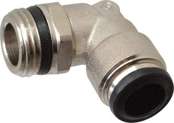 Alpha Technologies - 12mm Outside Diam, 1/2 Universal, Nickel Plated Brass Push-to-Connect Tube Male Swivel Elbow - 250 Max psi, Tube to Universal Thread Connection, Buna O-Ring - Exact Industrial Supply