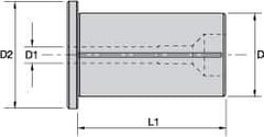 Kennametal - 3/4" ID x 1-1/4" OD, 1.417" Head Diam, Slotted Hydraulic Chuck Sleeve - Steel, 2.362" Length Under Head, Through Coolant - Exact Industrial Supply